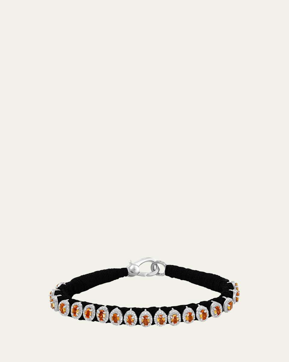 Yellow Sapphire and Diamond Halo Bracelet in 14K Gold